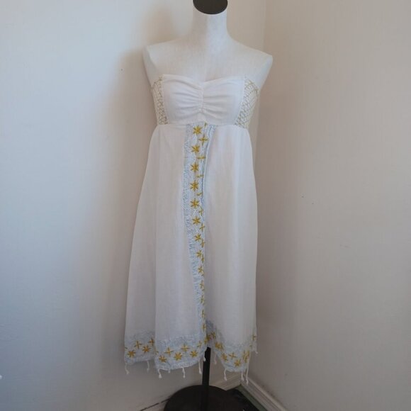 Free People Strapless Embroidered Midi Dress Star of India Womens Small - Picture 8 of 15
